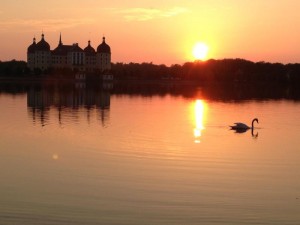 Sonnenuntergang Schloss Moritzburg